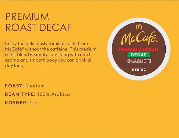 Mccafe decaf premium roast 96