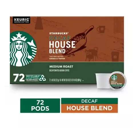 Starbucks Decaf House Blend K Cup 72 count